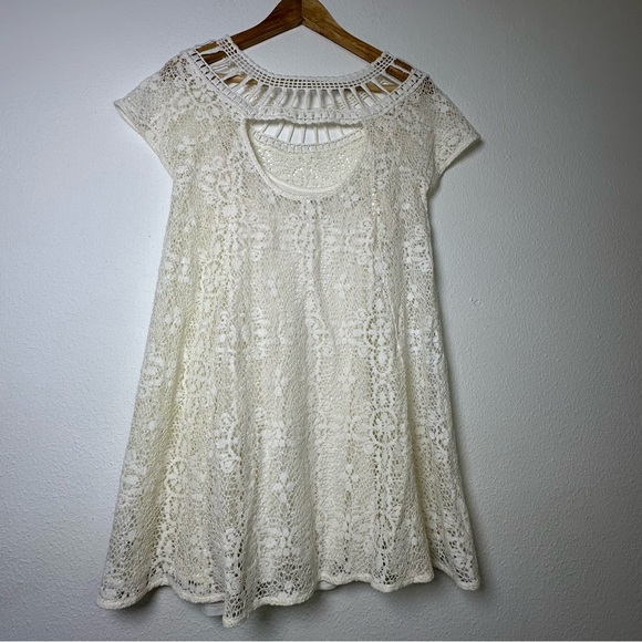 Free People Holy Mountain Mini
Floral Crochet Dress Ivory 
Cottagecore Coquette - Picture 4 of 13